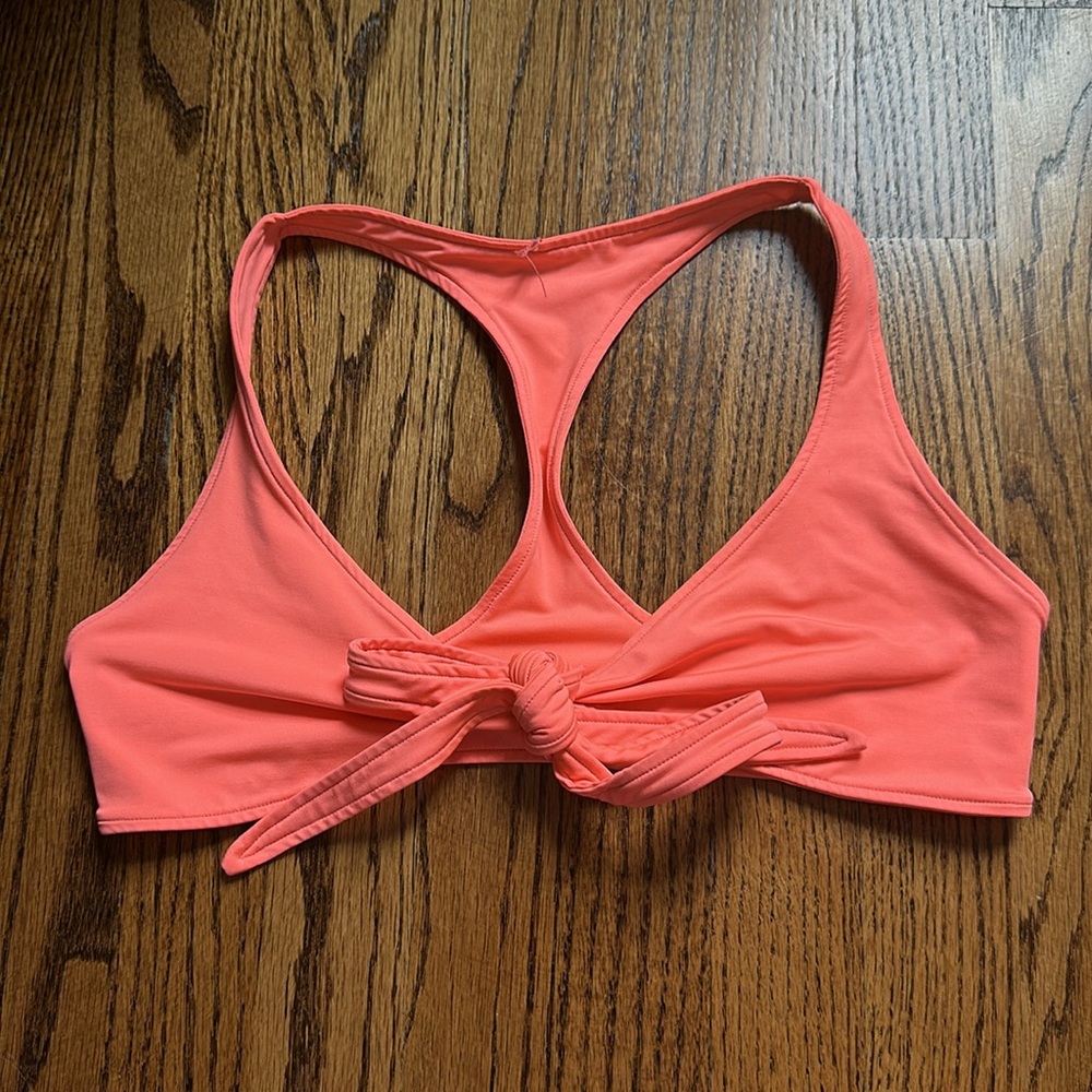L Space Bright Orange Pink Coral Bikini Tie Top & Bottom S/M - Picture 3 of 11